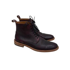 Taft Rome Oxblood Red Pebbled Leather Lace Up Boots Shoes Mens size 45 US 12